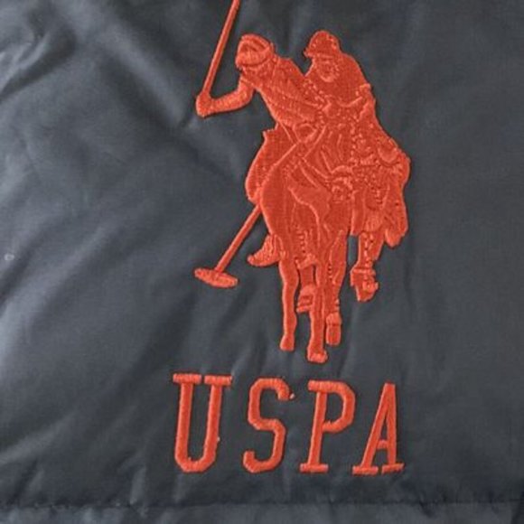 US Polo Association Mens USPA Quilted Puffer Vest Size 2XL XXL Logo Black Orange - Picture 4 of 4